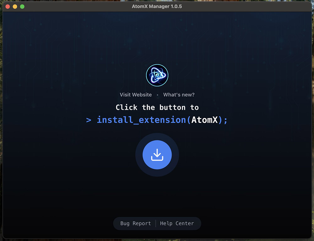AtomX Manager install the extension